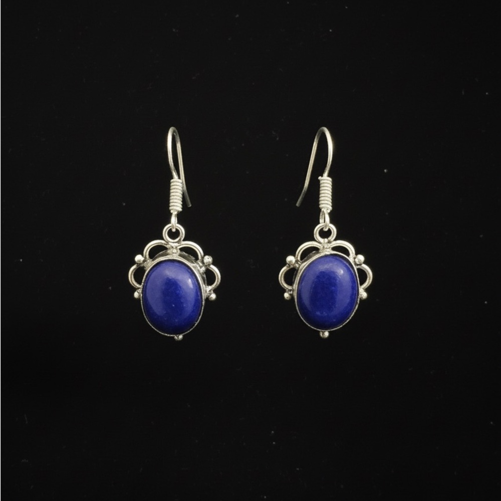 Elegant sterling‎ Silver and Blue lapis lazuli Earrings